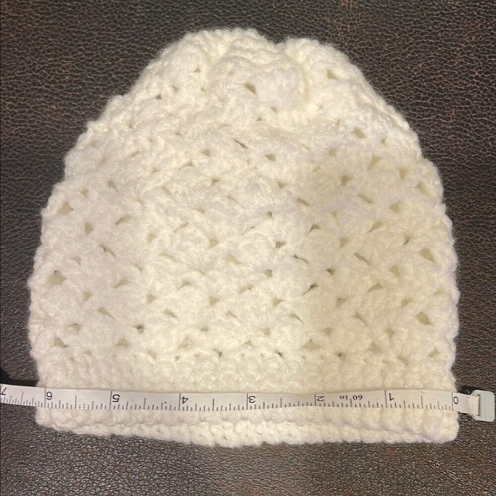 Elegant White Crochet Beanie